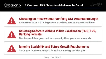 Three common accounting ERP selection mistakes Indian businesses should avoid comparison infographic