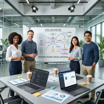 Software development team working on hospital management system architecture and code