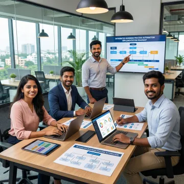 Step-by-step ERP implementation process being executed by a team in a Chennai office