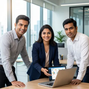 Business team reviewing S&OP planning dashboard with AI-powered insights on a laptop