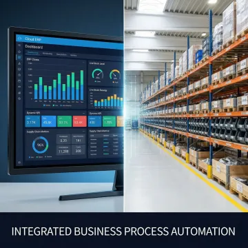 ERP inventory management interface showing stock levels and warehouse operations for manufacturing