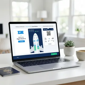 Step-by-step automated flight check-in process on a digital platform