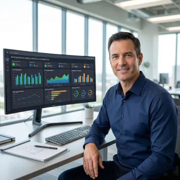 IT professional reviewing ERP service desk analytics and SLA performance dashboard