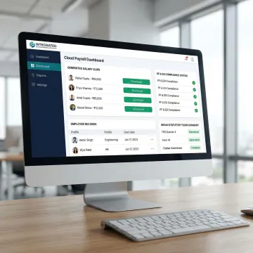 Bizionix payroll software interface showing salary processing and compliance dashboard for Indian businesses