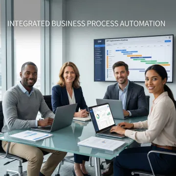 ERP implementation team working with a client on software configuration and training