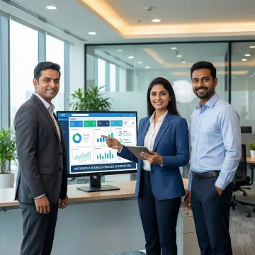 Business team reviewing enterprise application management solutions on a unified software platform