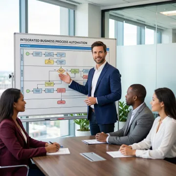 Bizionix implementation consultant presenting workflow process steps to a business team