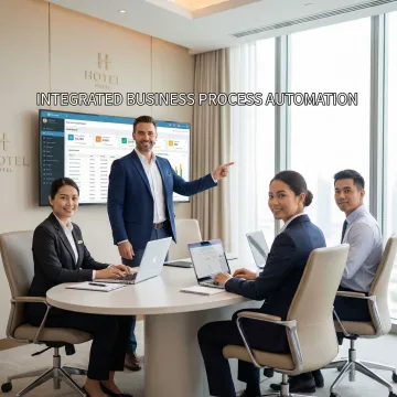 Hotel operations team being onboarded to a cloud ERP system with a trainer