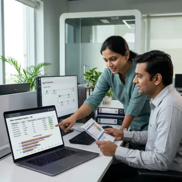 Team reviewing automated sales payout reports