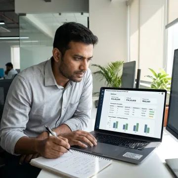 Sales commission dashboard on a laptop