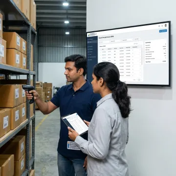 Warehouse team using inventory software