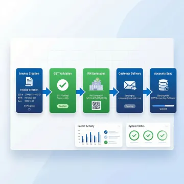 Step-by-step GST invoice generation process on Bizionix ERP software dashboard