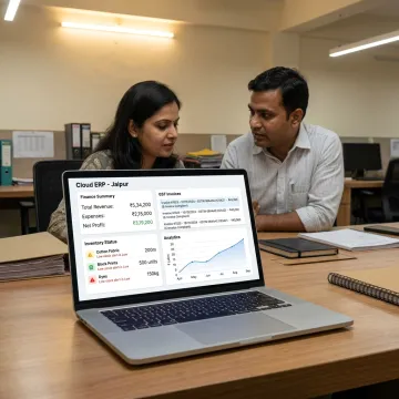 Cloud ERP dashboard for Jaipur business management