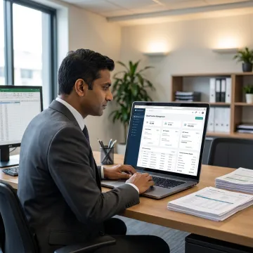 Accountant using cloud practice management software