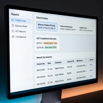 Accounting practice dashboard on cloud software
