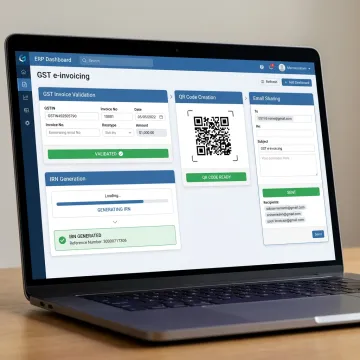 GST invoice generation workflow on ERP dashboard