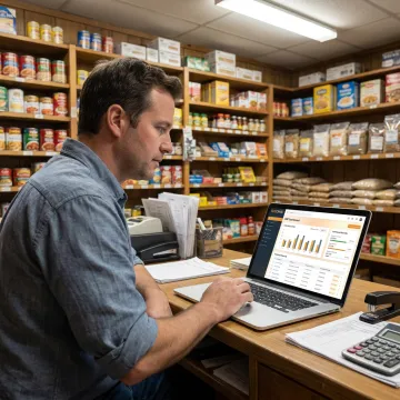 Store inventory software dashboard on laptop