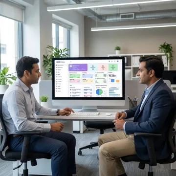 Business team using ERP software