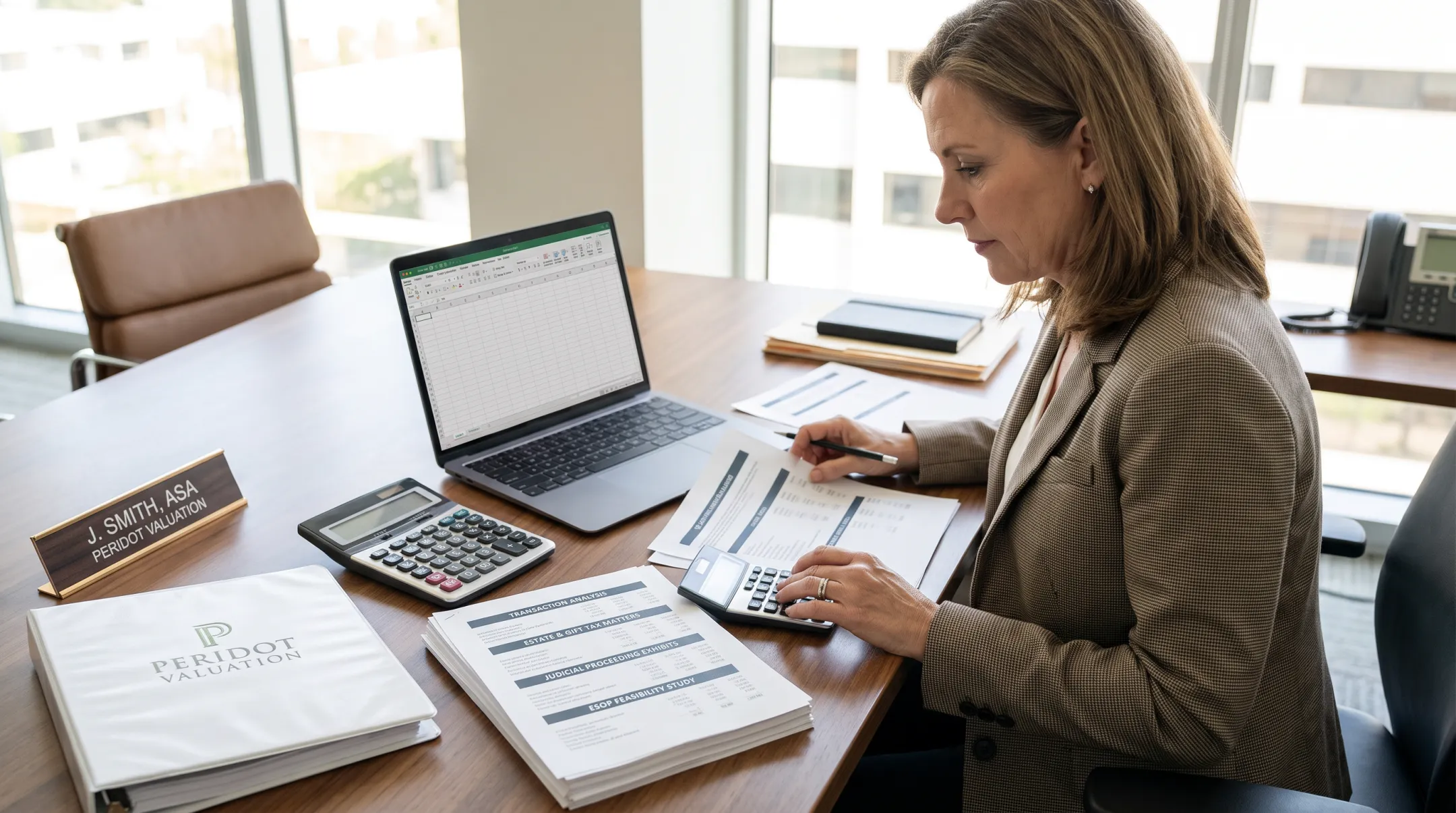 Peridot Valuation professional preparing formal business valuation report