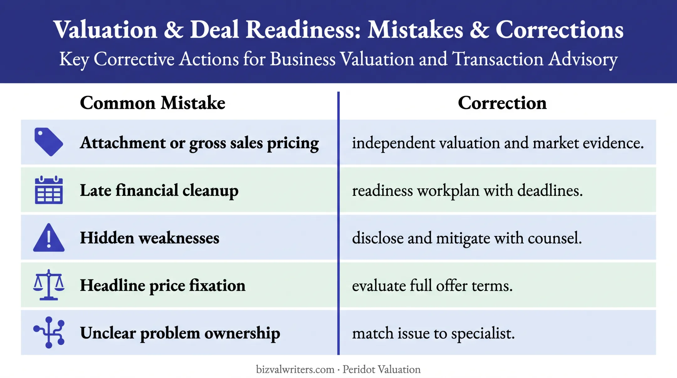 Five common business sale readiness mistakes and corrective actions