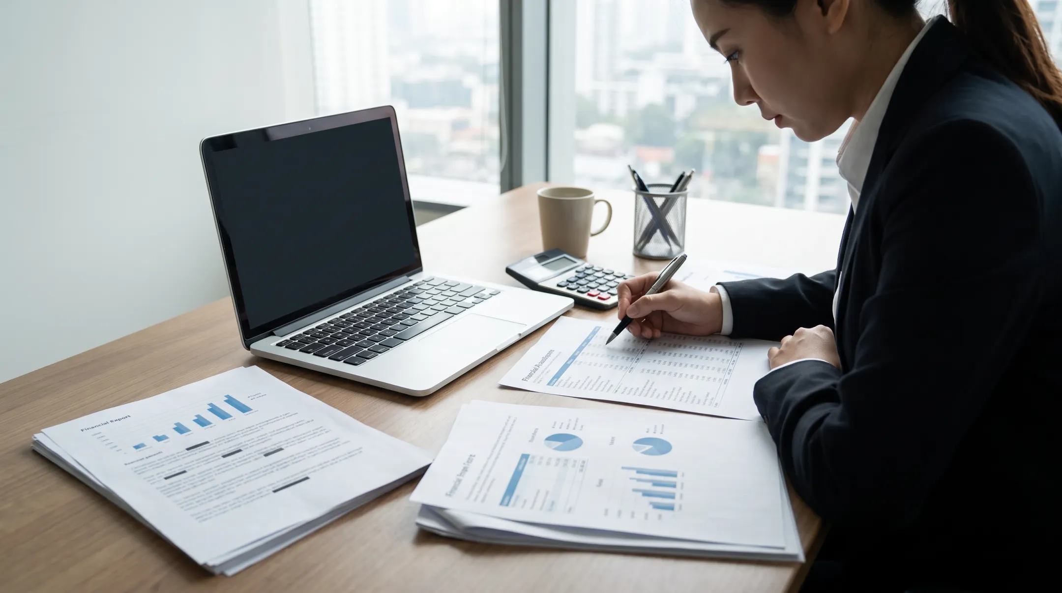 Business valuation professional preparing formal company valuation analysis