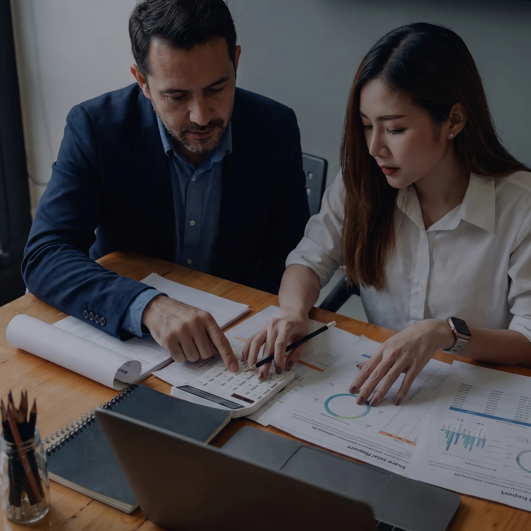 Valuator reviewing probate share valuation documents with an estate representative