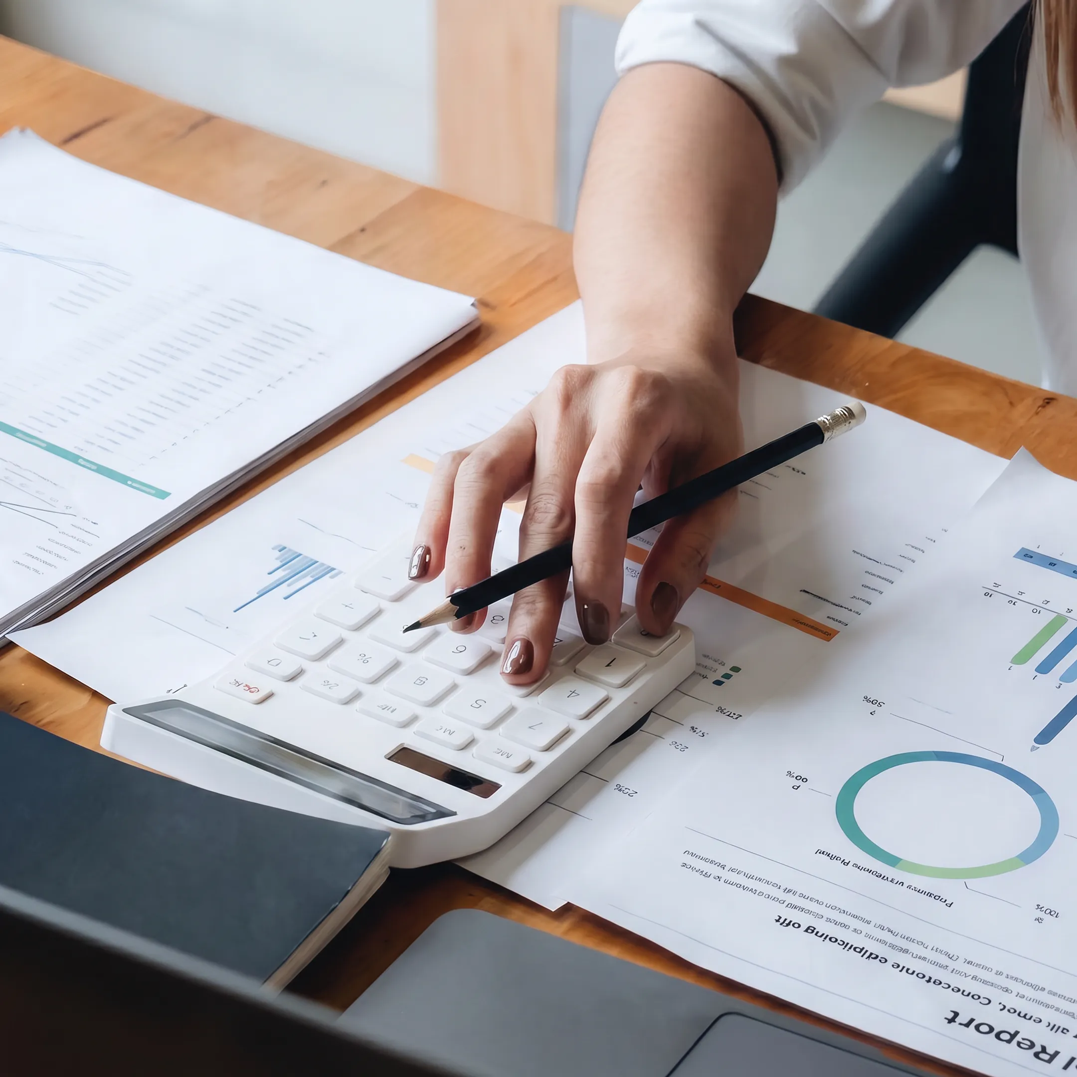 Business valuator analyzing company financial information