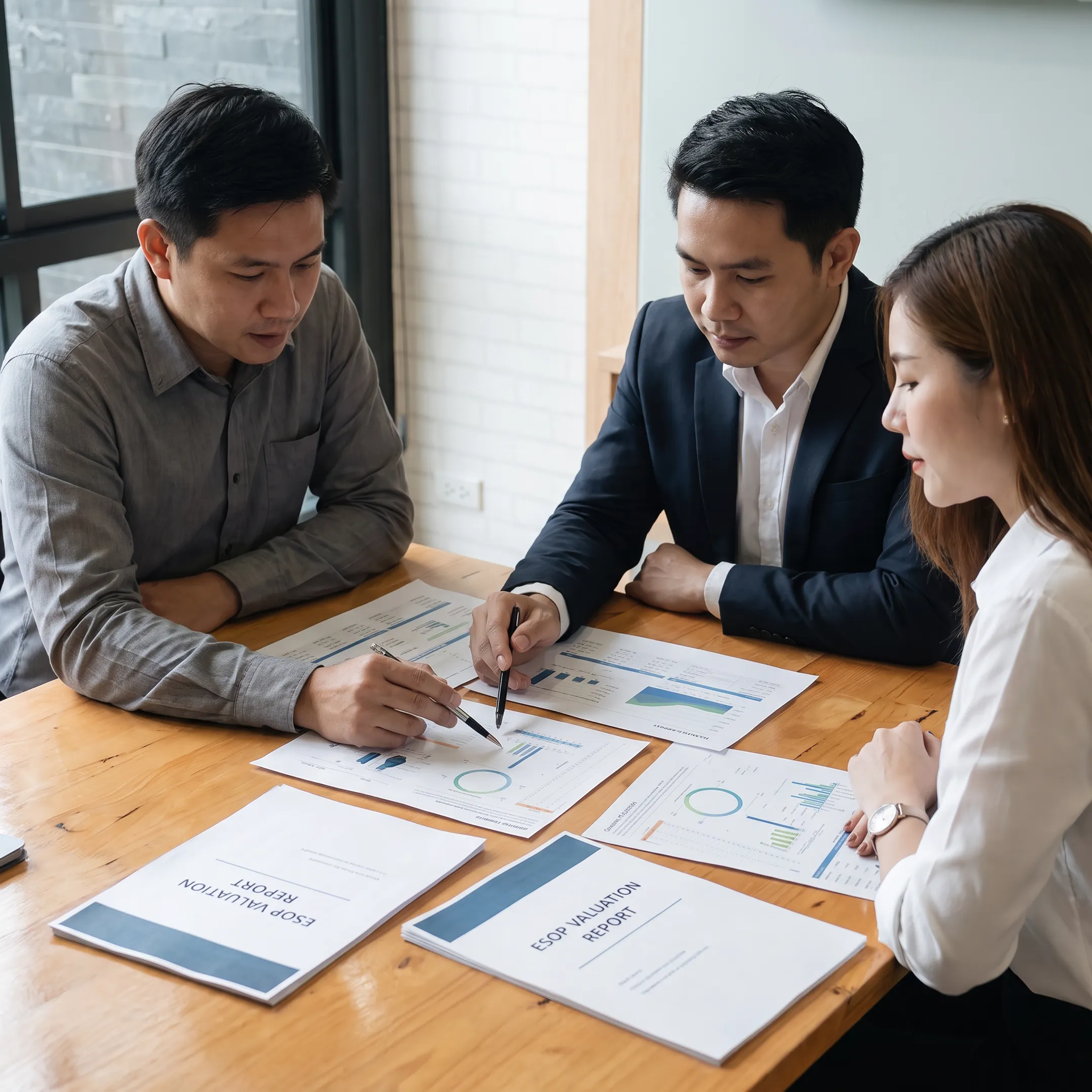 Advisor reviewing an ESOP business valuation with company leadership