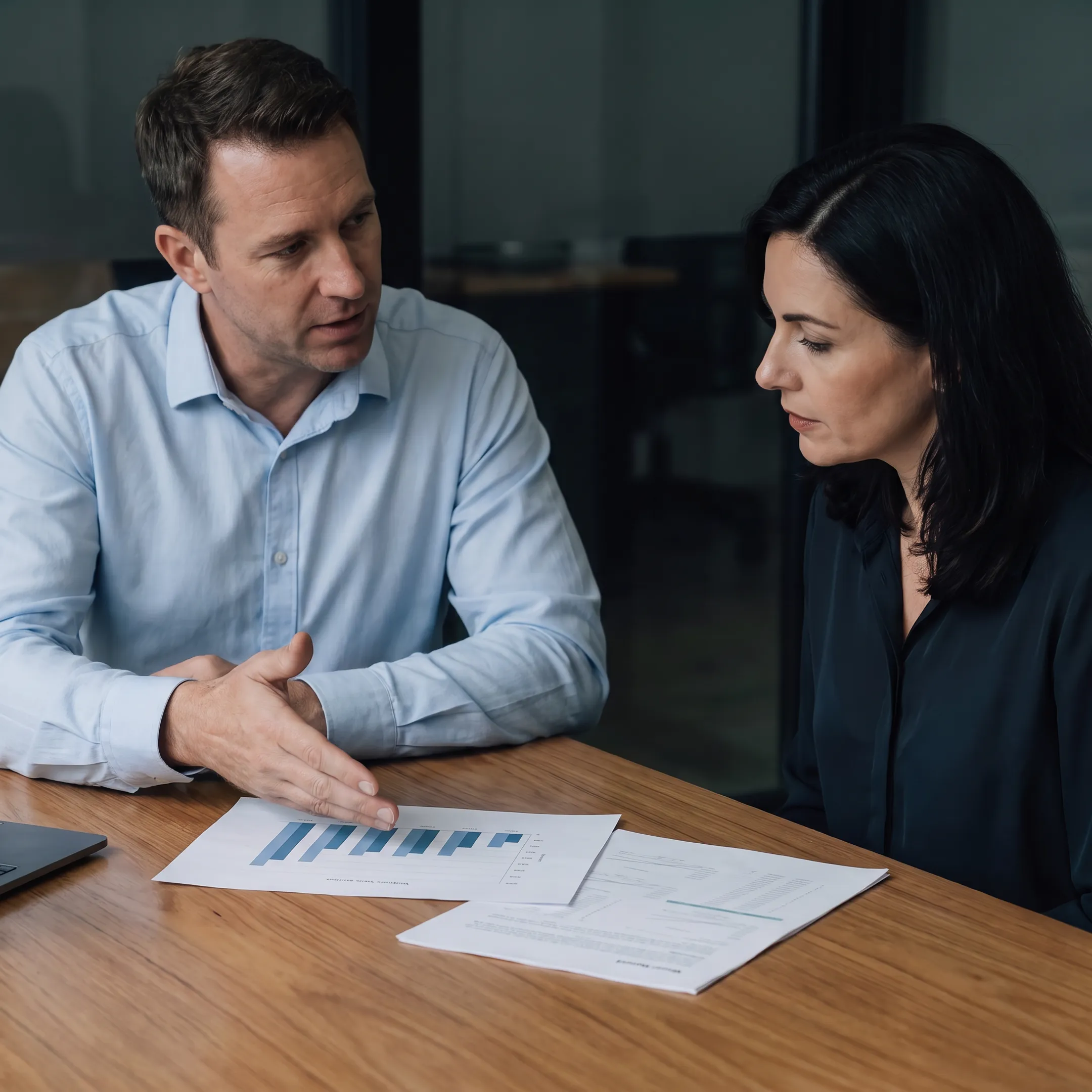 Valuation advisor explaining appraisal findings to a business owner