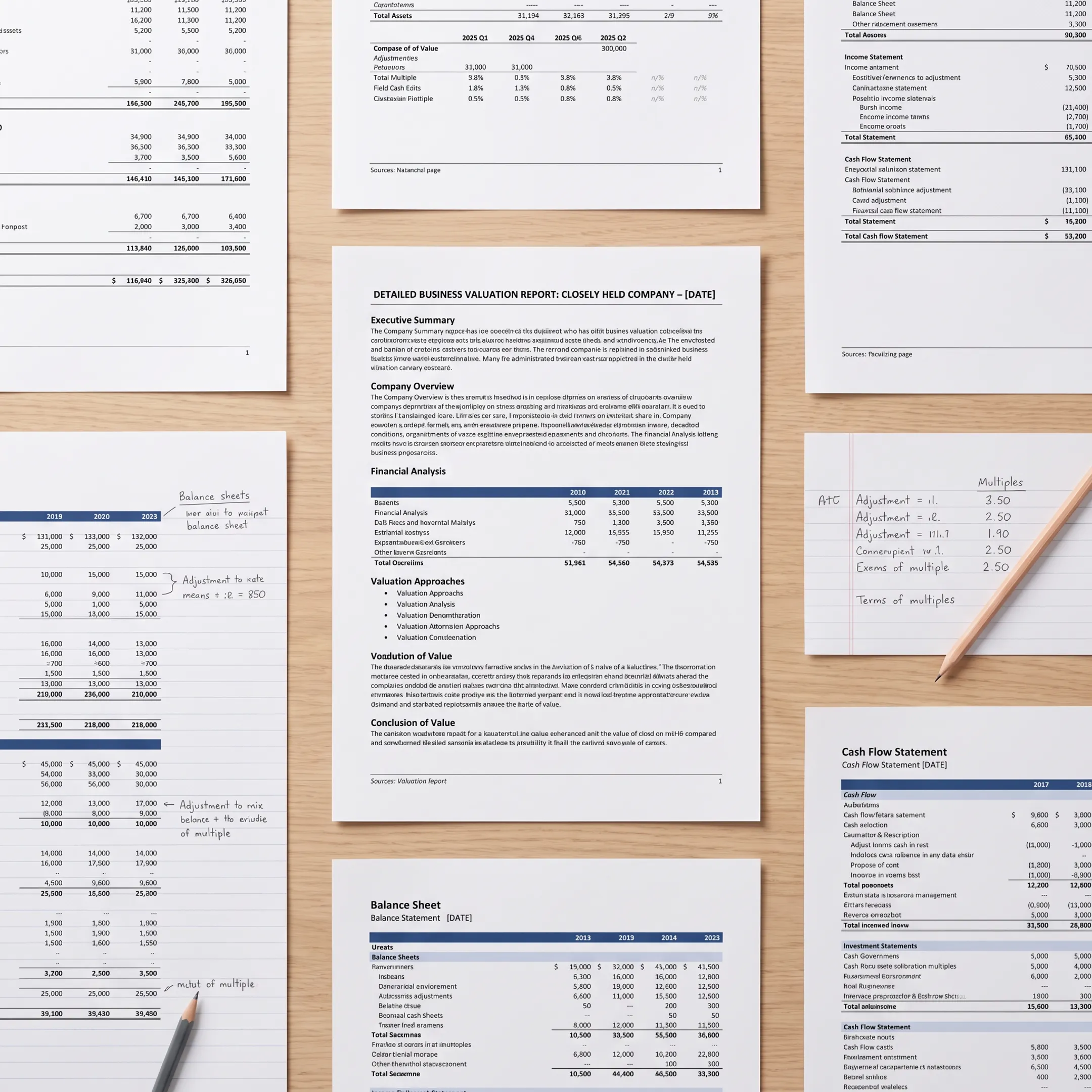 Business valuation report and financial analysis prepared for broker review