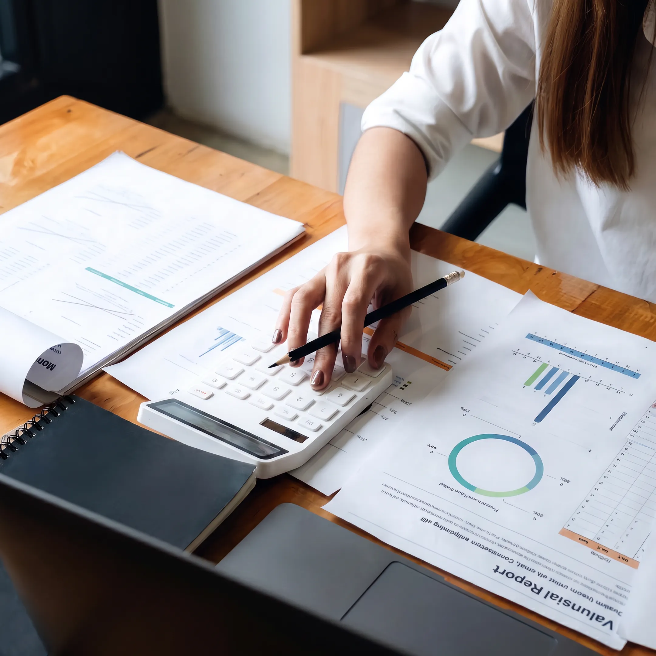 Valuation professional analyzing business financial data