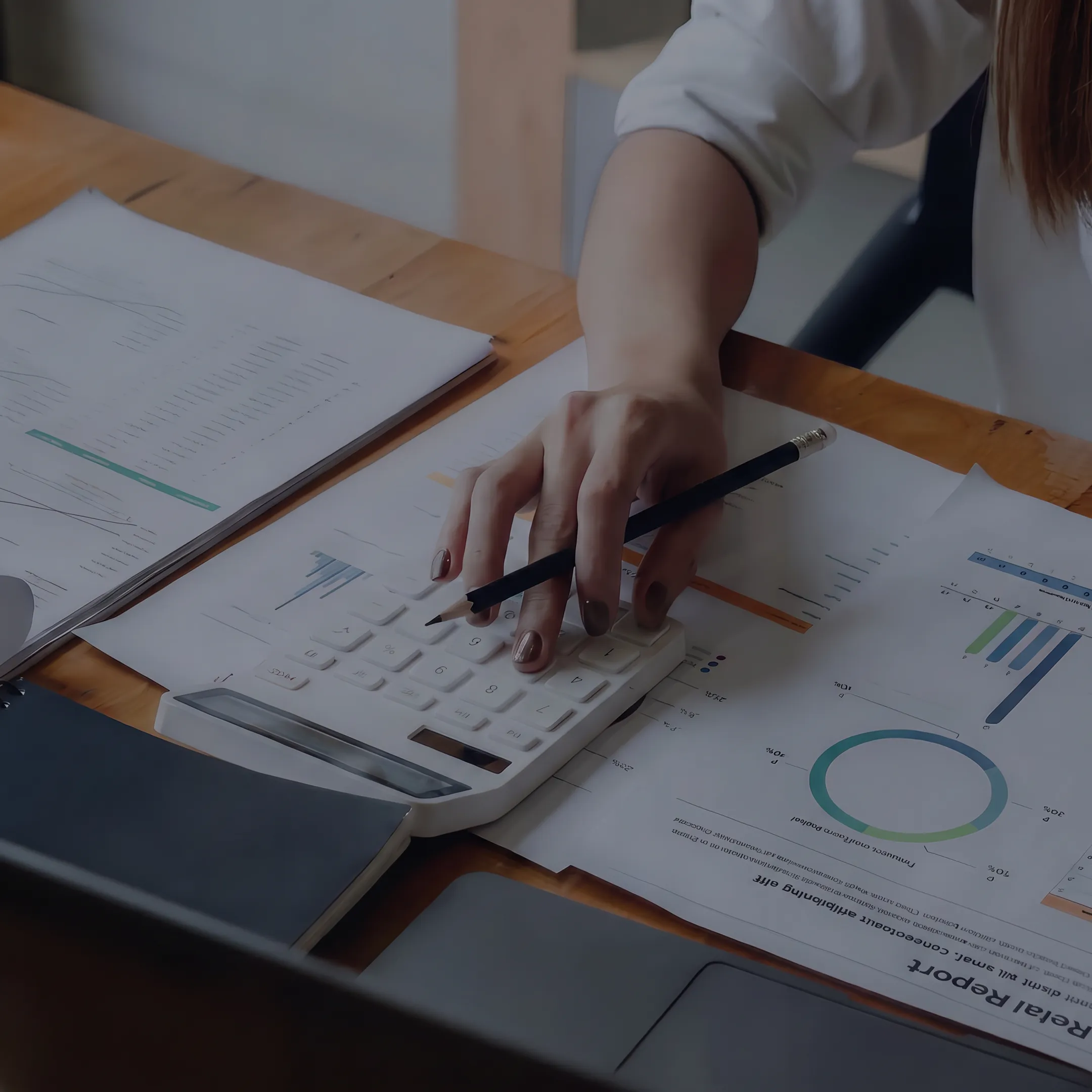 Valuation professional reviewing retail business financial documents at a desk