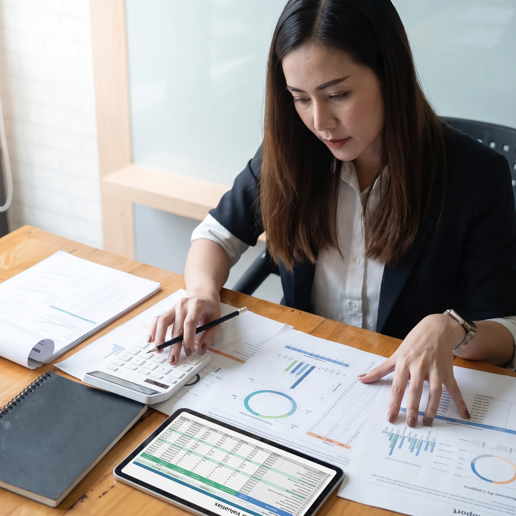 Valuator reviewing estate and gift tax business valuation documents