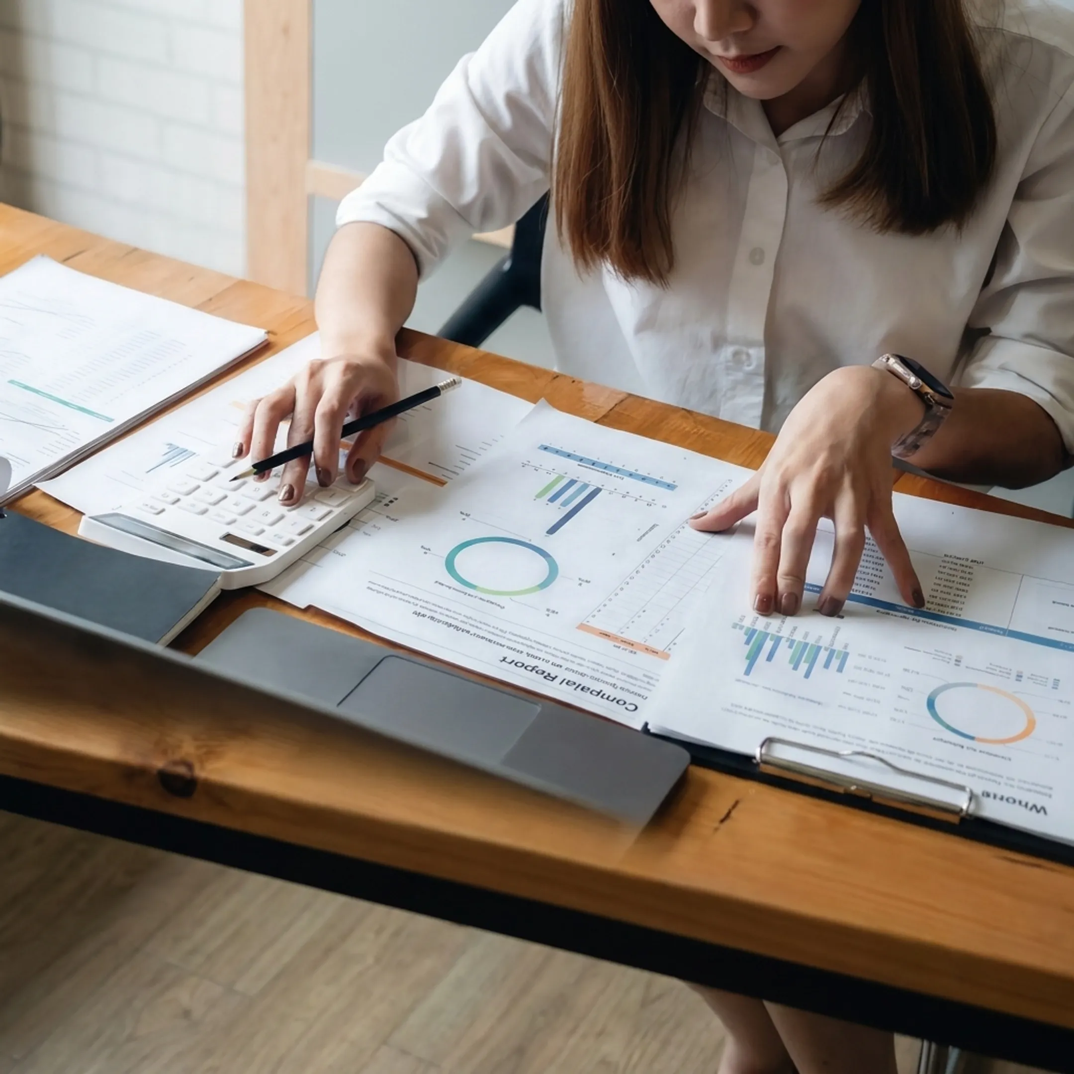 Business valuation advisor analyzing company records and financial data