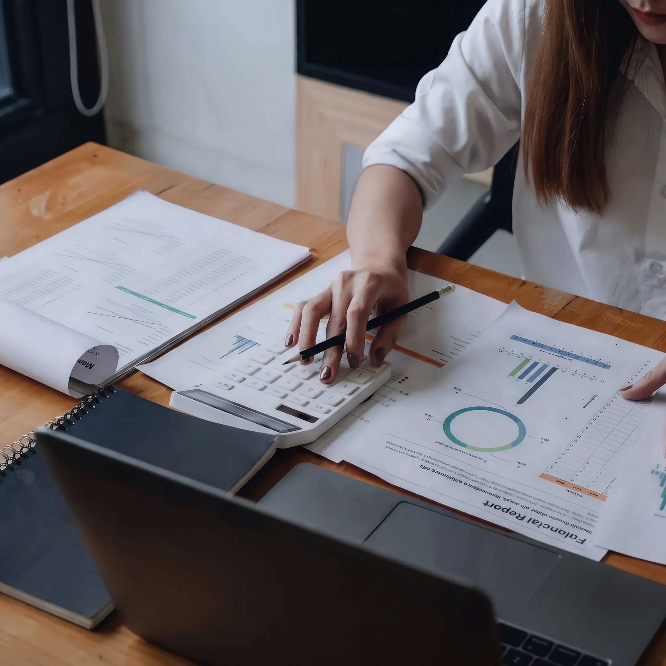 Professional valuator analyzing financial services company documents and ownership information