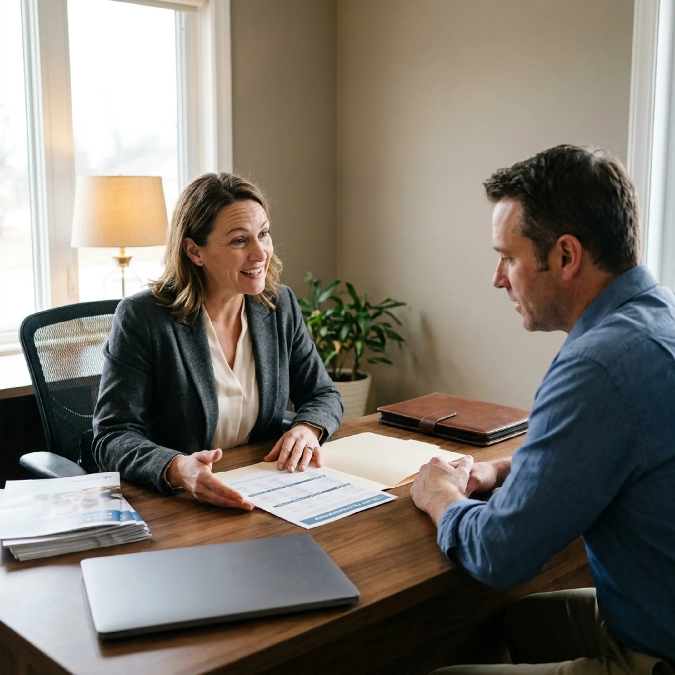 Healthcare professional consulting with a female patient during a preventive care visit