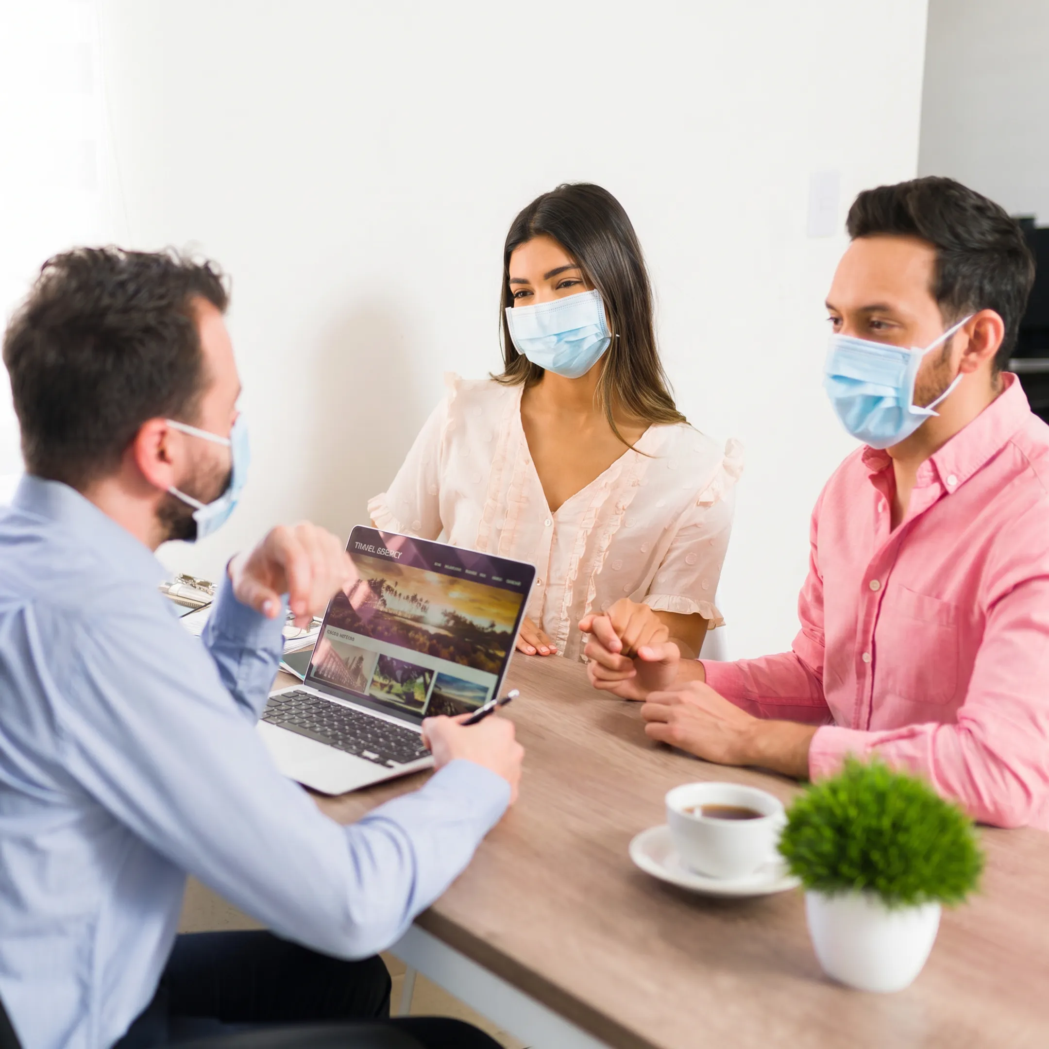 Broker explaining health plan choices to Houston clients