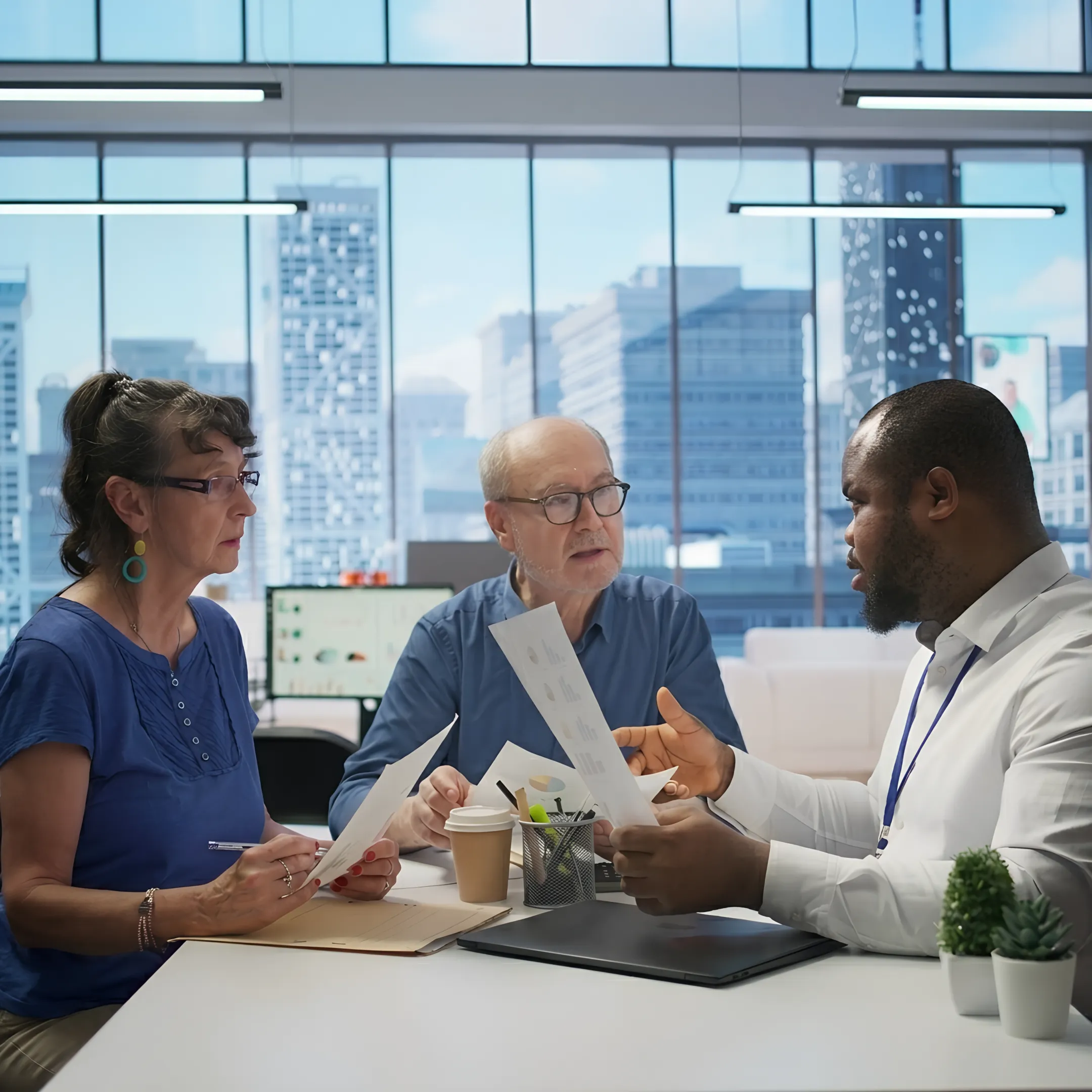 Healthcare advisor discussing individual insurance policy options during a consultation