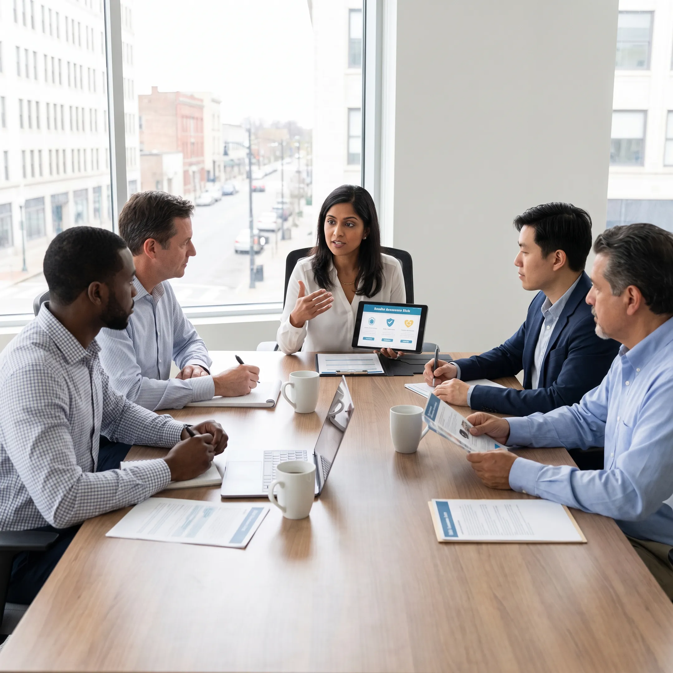 Licensed health insurance broker meeting with a small business owner