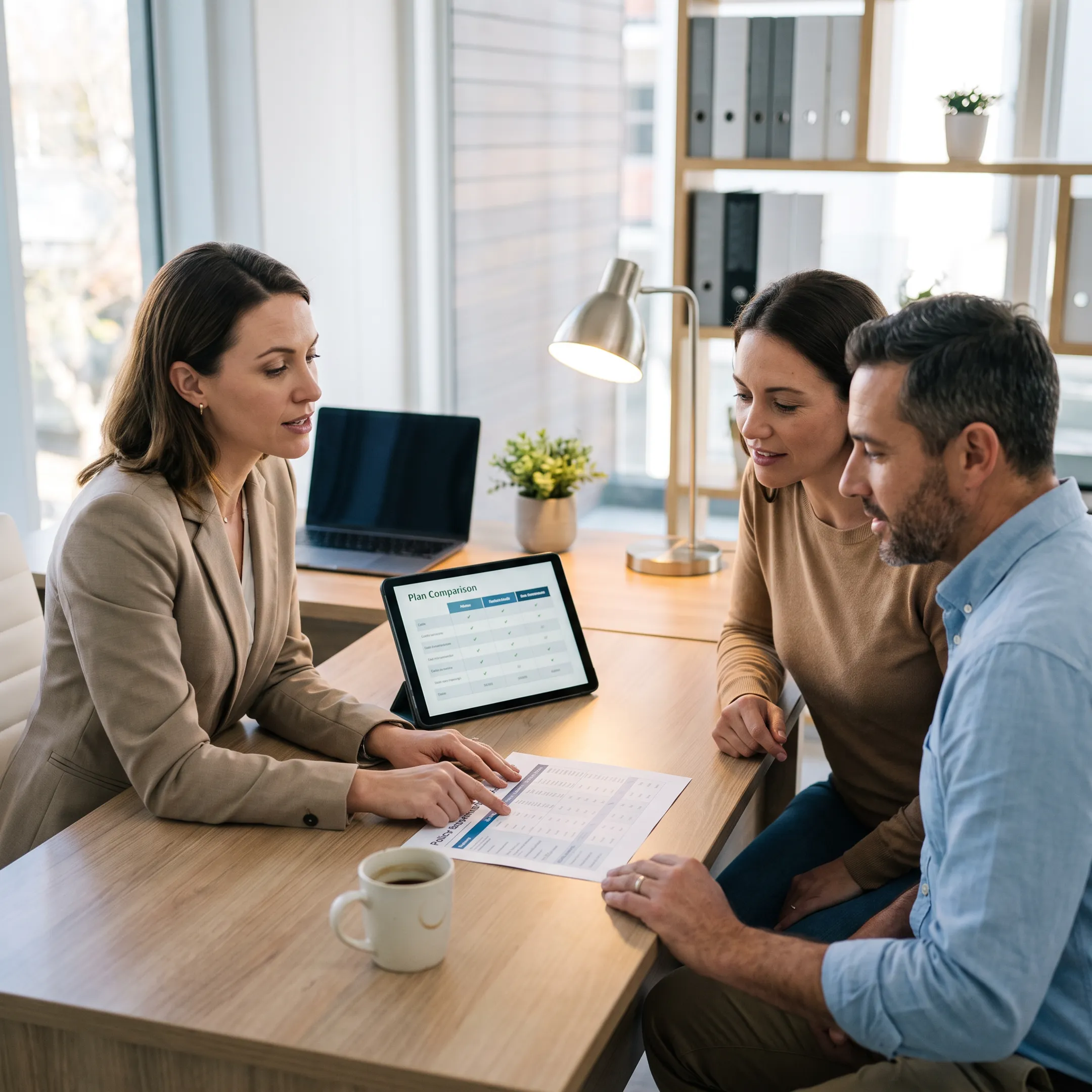 Austin health insurance agent consulting with clients on healthcare plans
