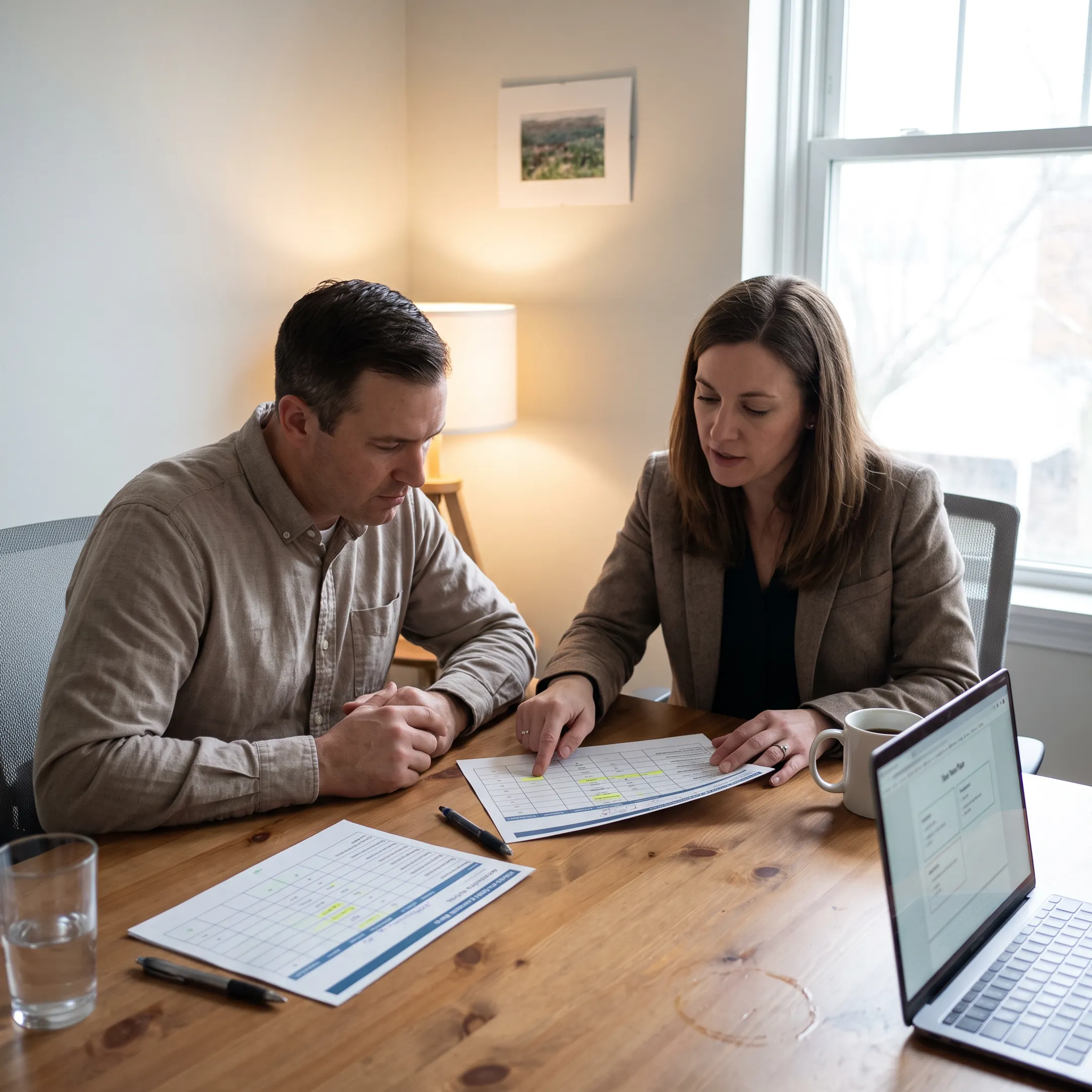 Small business owner discussing health insurance plan options with an independent broker