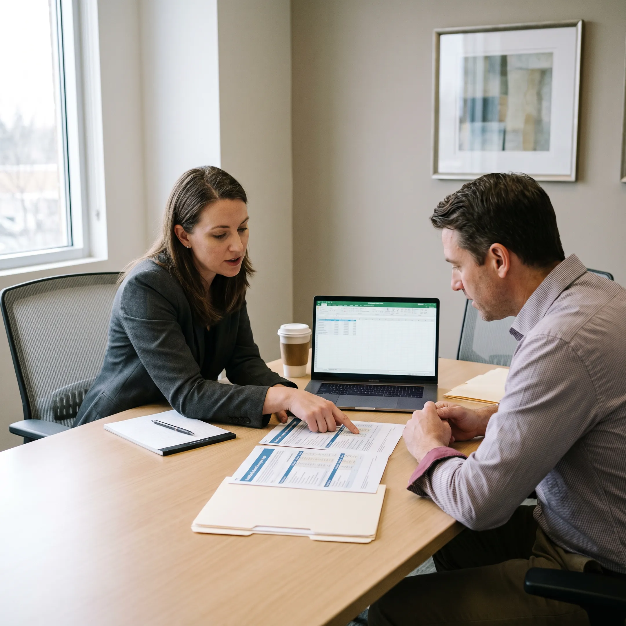 Houston business owner reviewing group health insurance options with an independent advisor