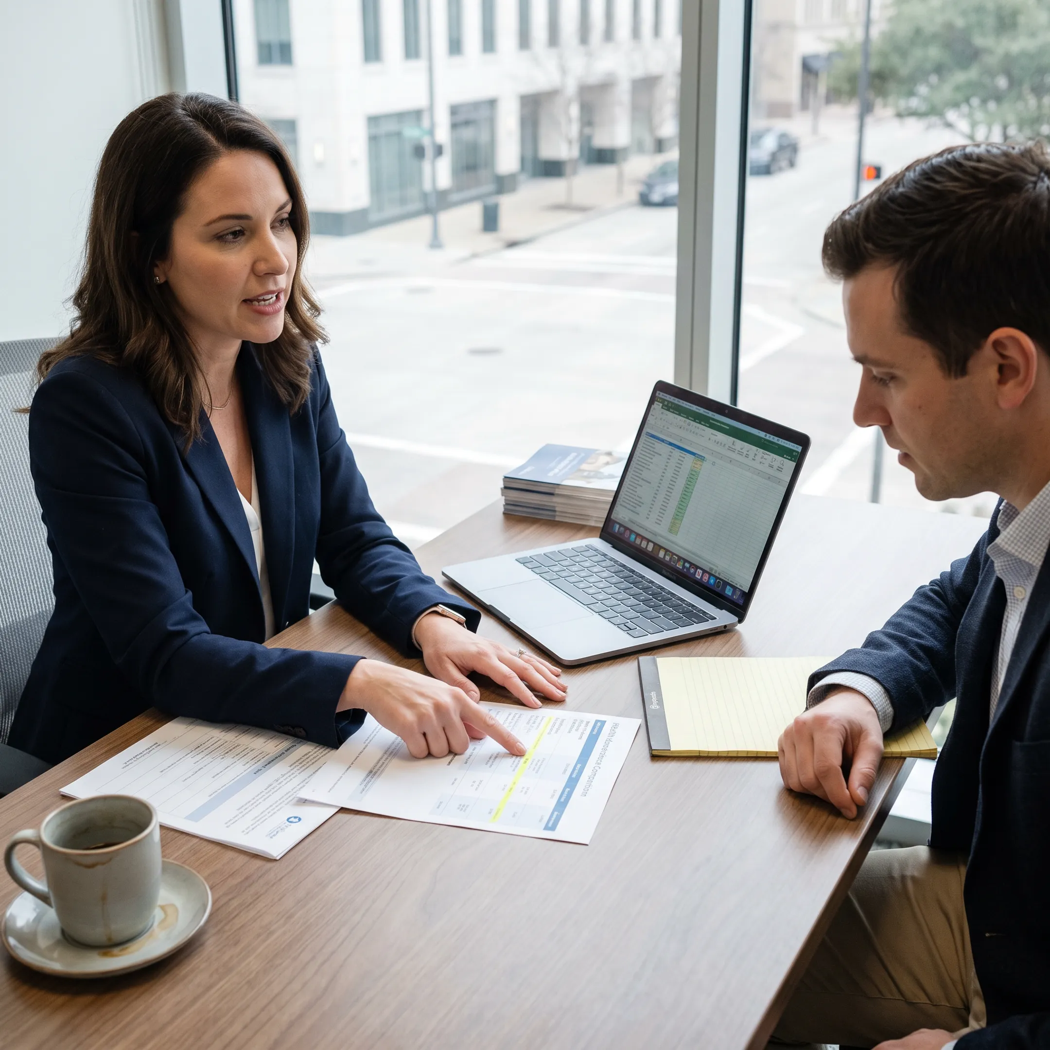 Houston health insurance broker reviewing coverage options with a client