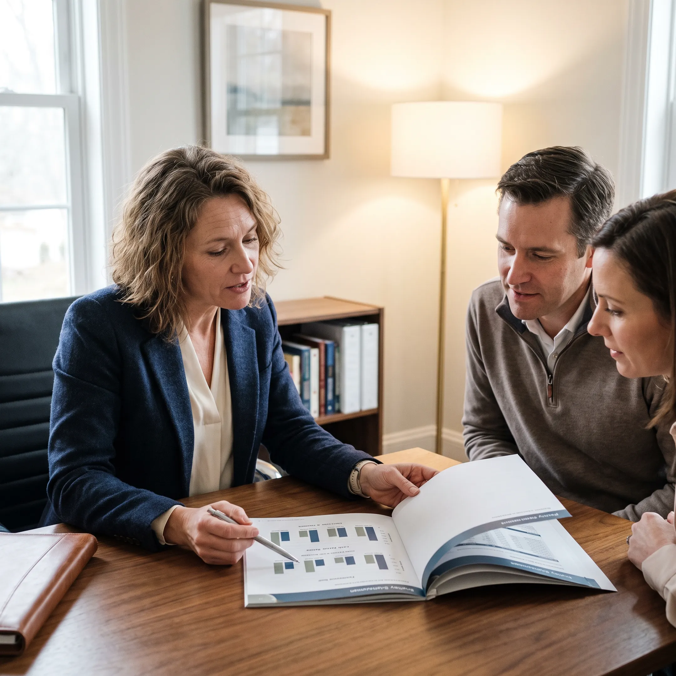 Financial advisor explaining IUL policy options and cash value concepts