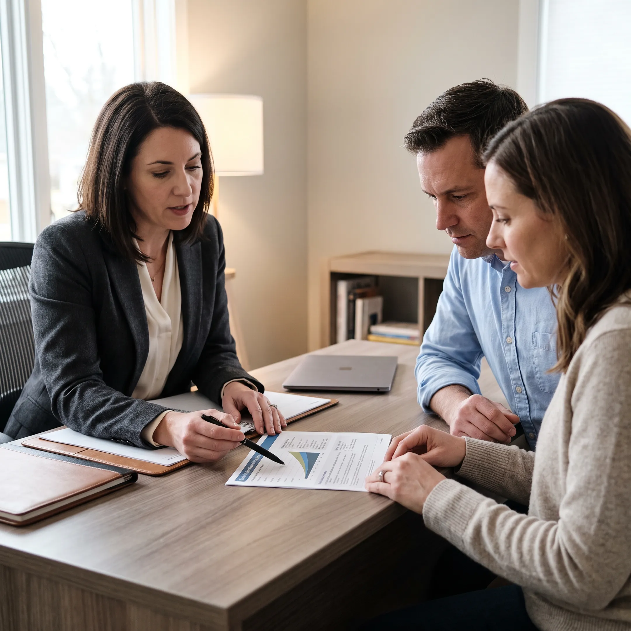 Financial advisor explaining IUL policy design and quote details