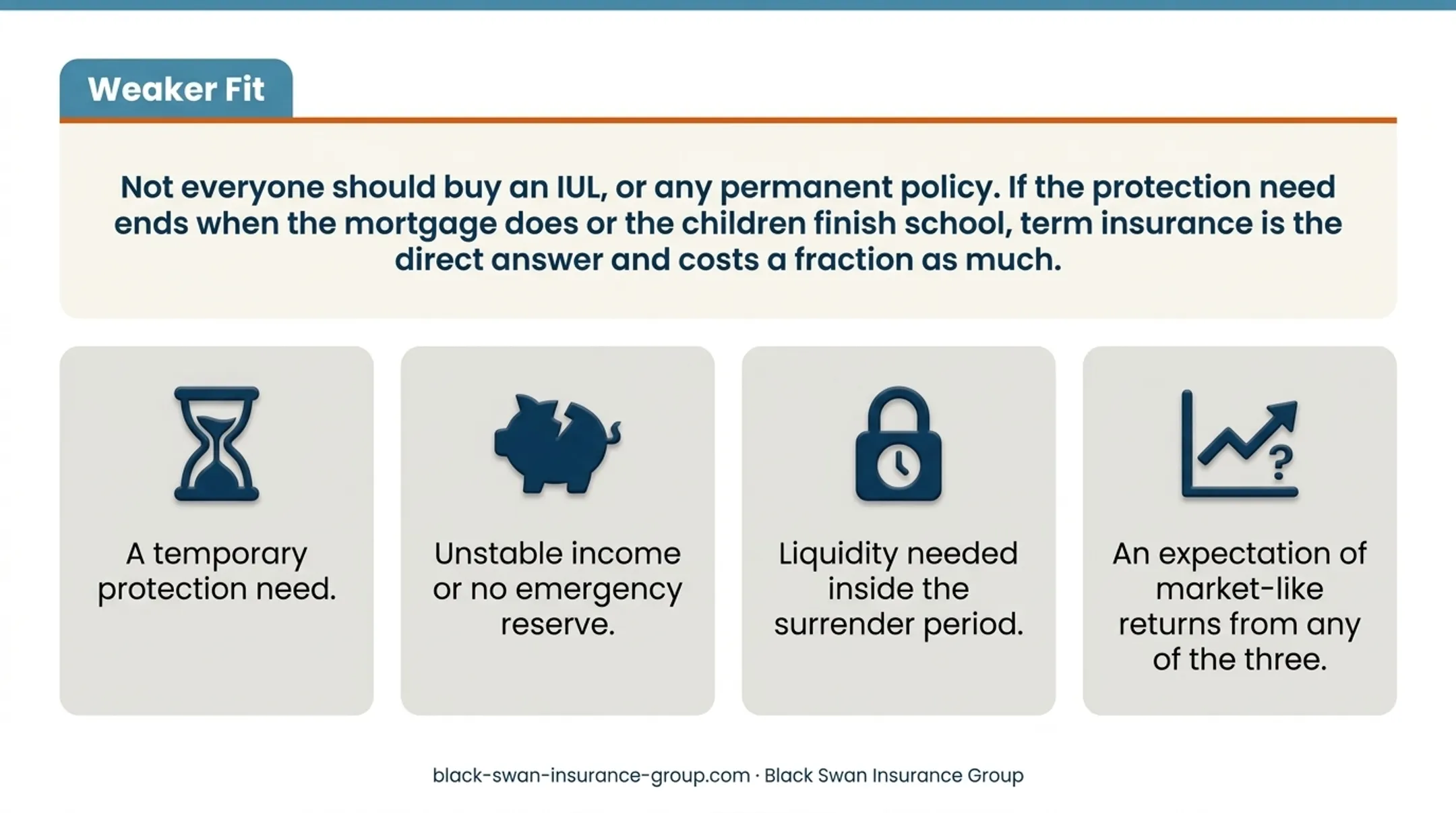 Three life insurance scenarios matched to policy priorities