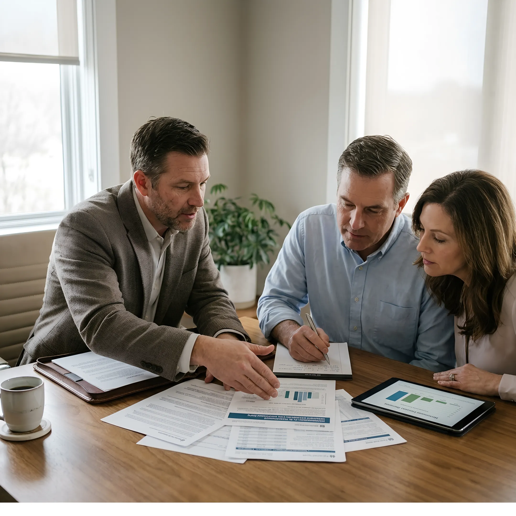 Couple discussing permanent life insurance and estate planning with a financial professional