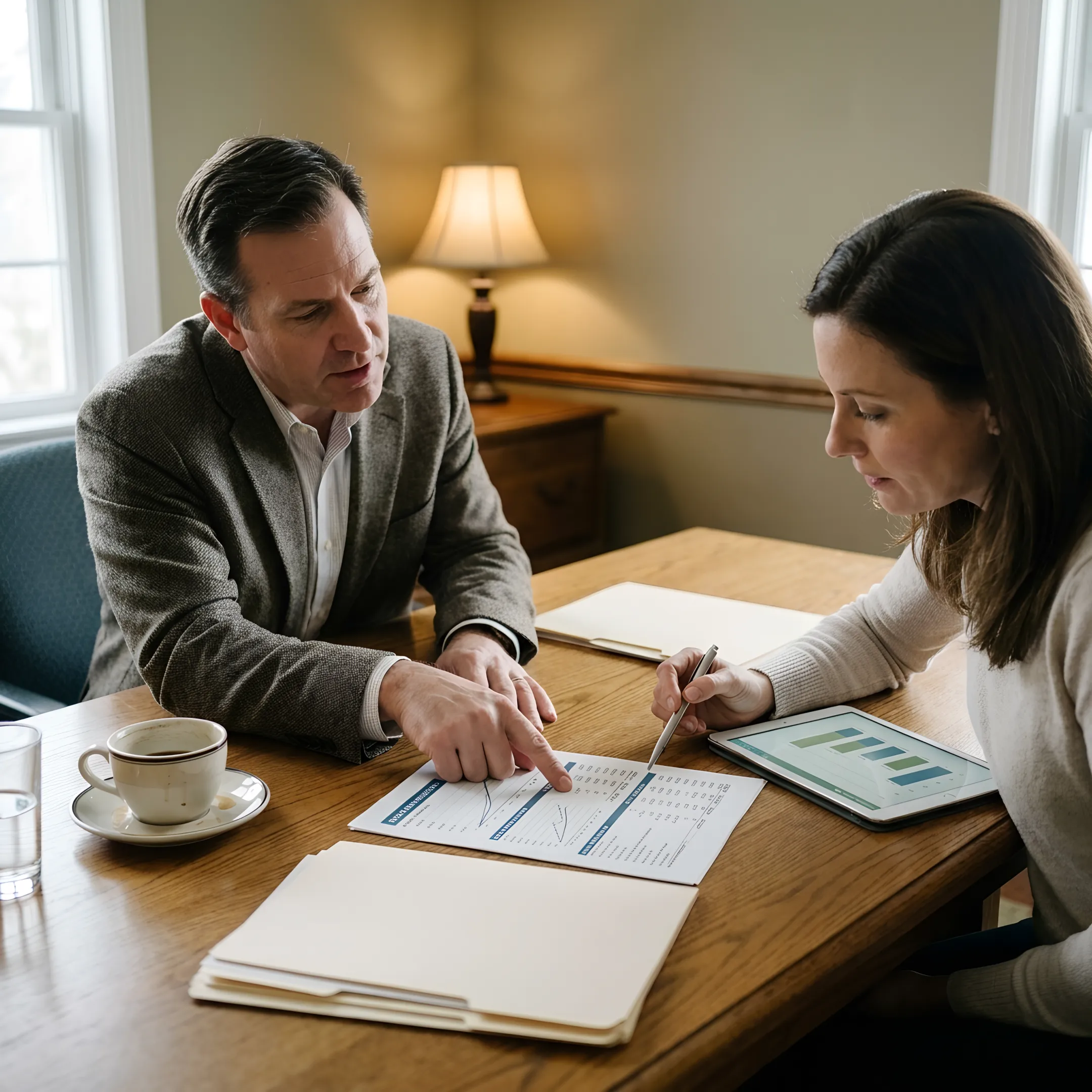 Client comparing premium-financed IUL assumptions with an insurance advisor