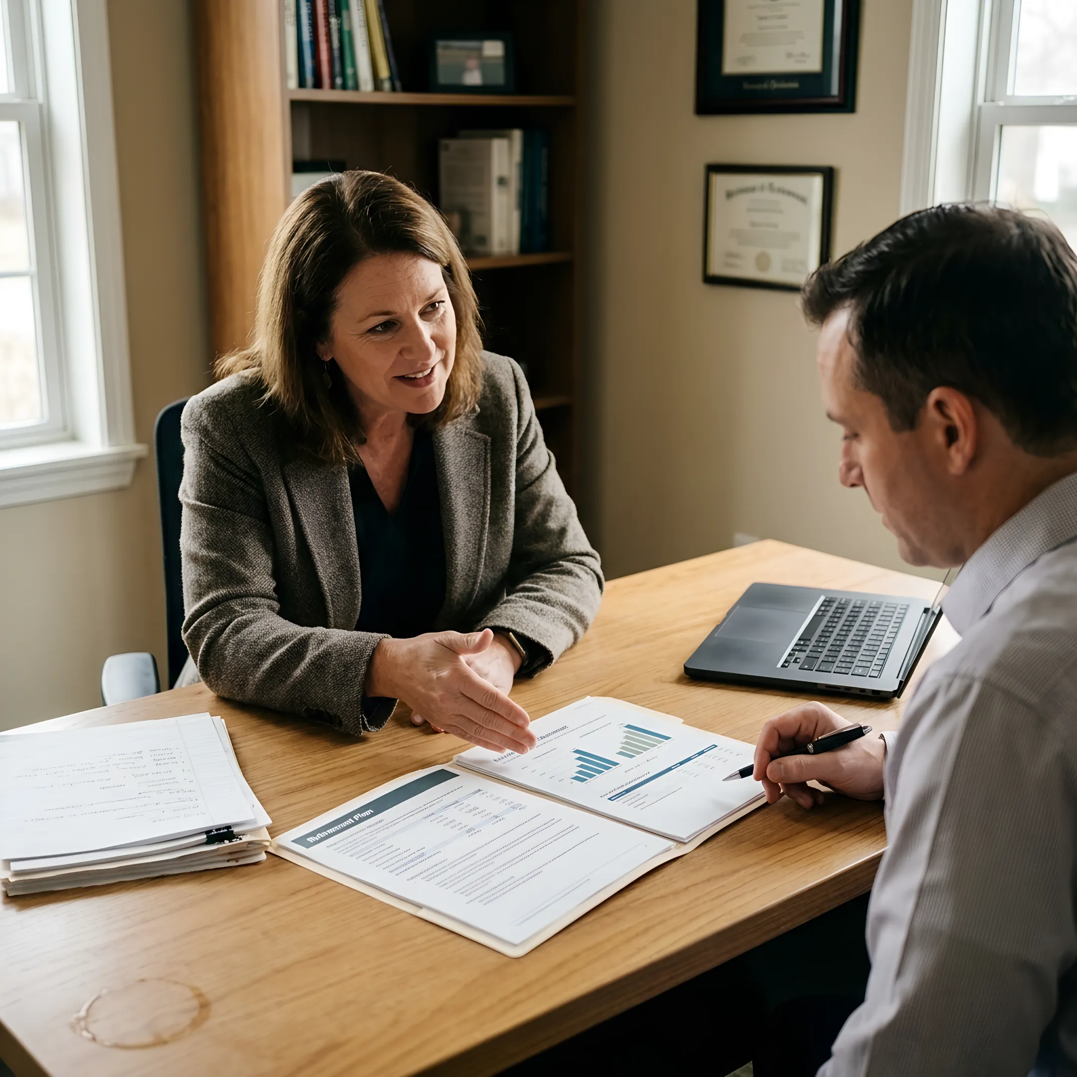 Professional presenting a tailored service plan to a customer