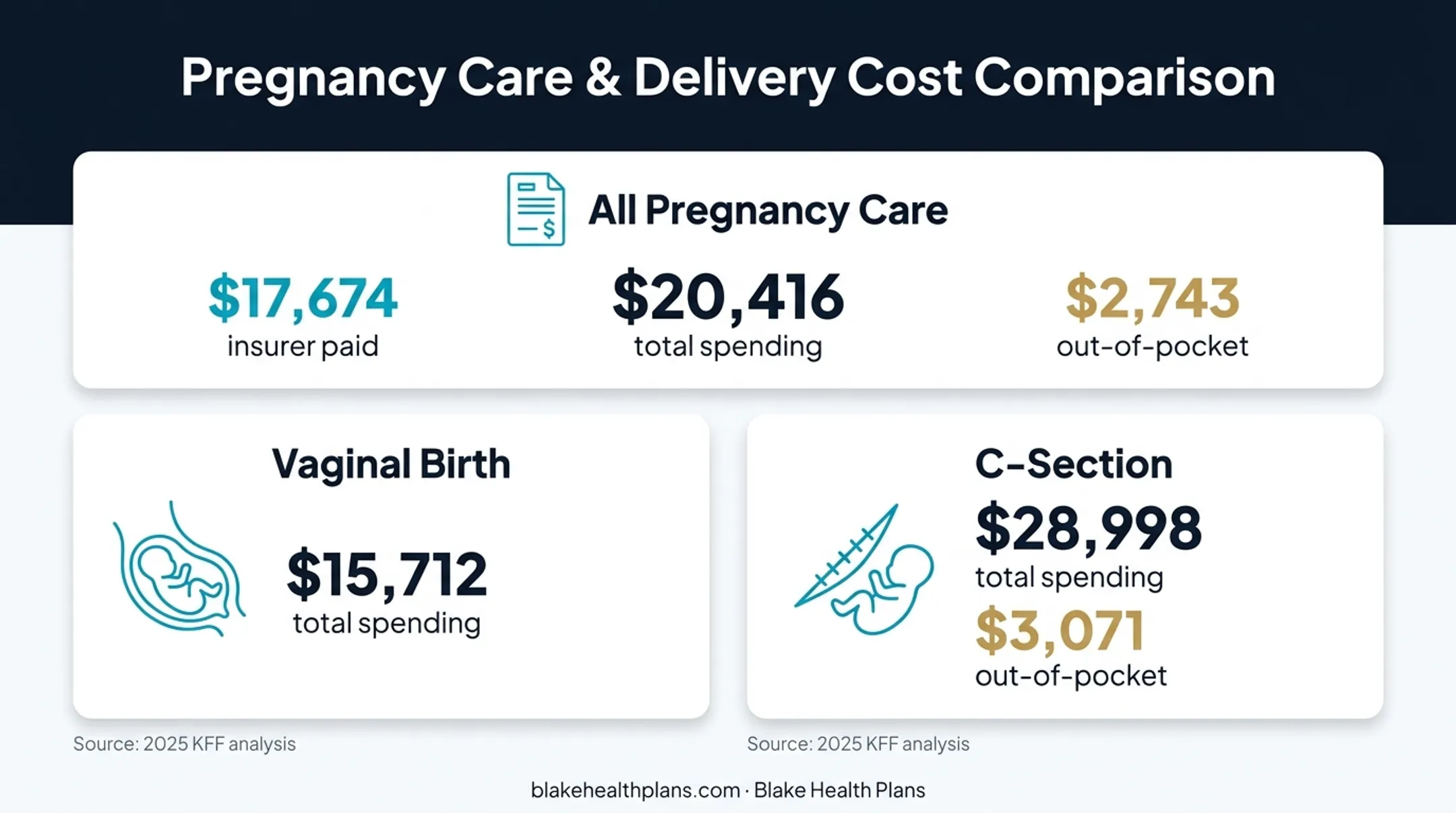 Pregnancy delivery costs comparing vaginal and C-section birth spending